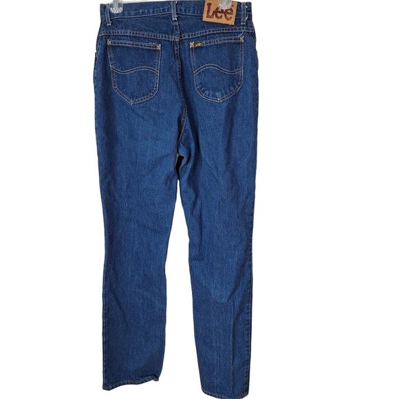Vintage 80s Lee High Waist All Cotton Jeans Women 28x33 Tall Straight Leg Denim - Picture 2 of 9